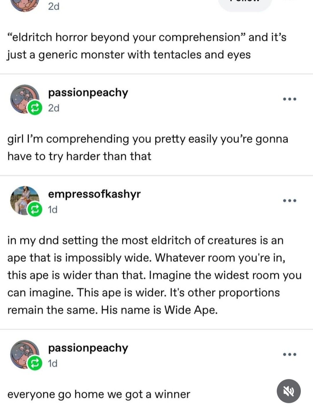 Long ape is not ready for wide ape