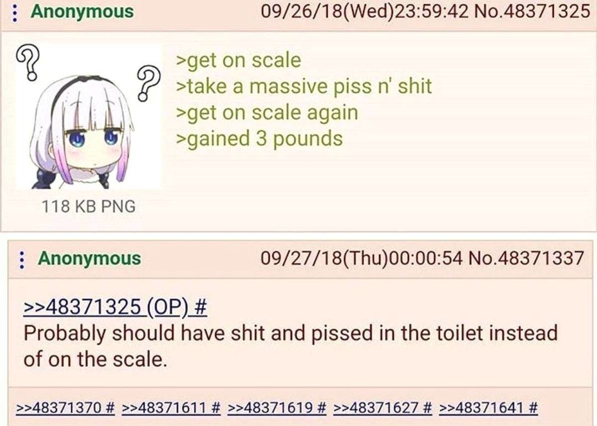 "Take a massive piss n' shit" has another meaning