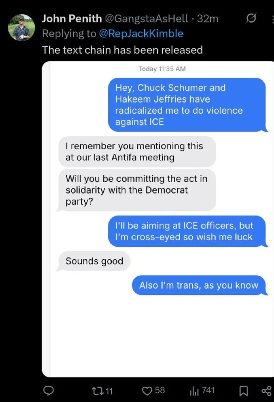FBI just released the last known texts of the Texas shooter