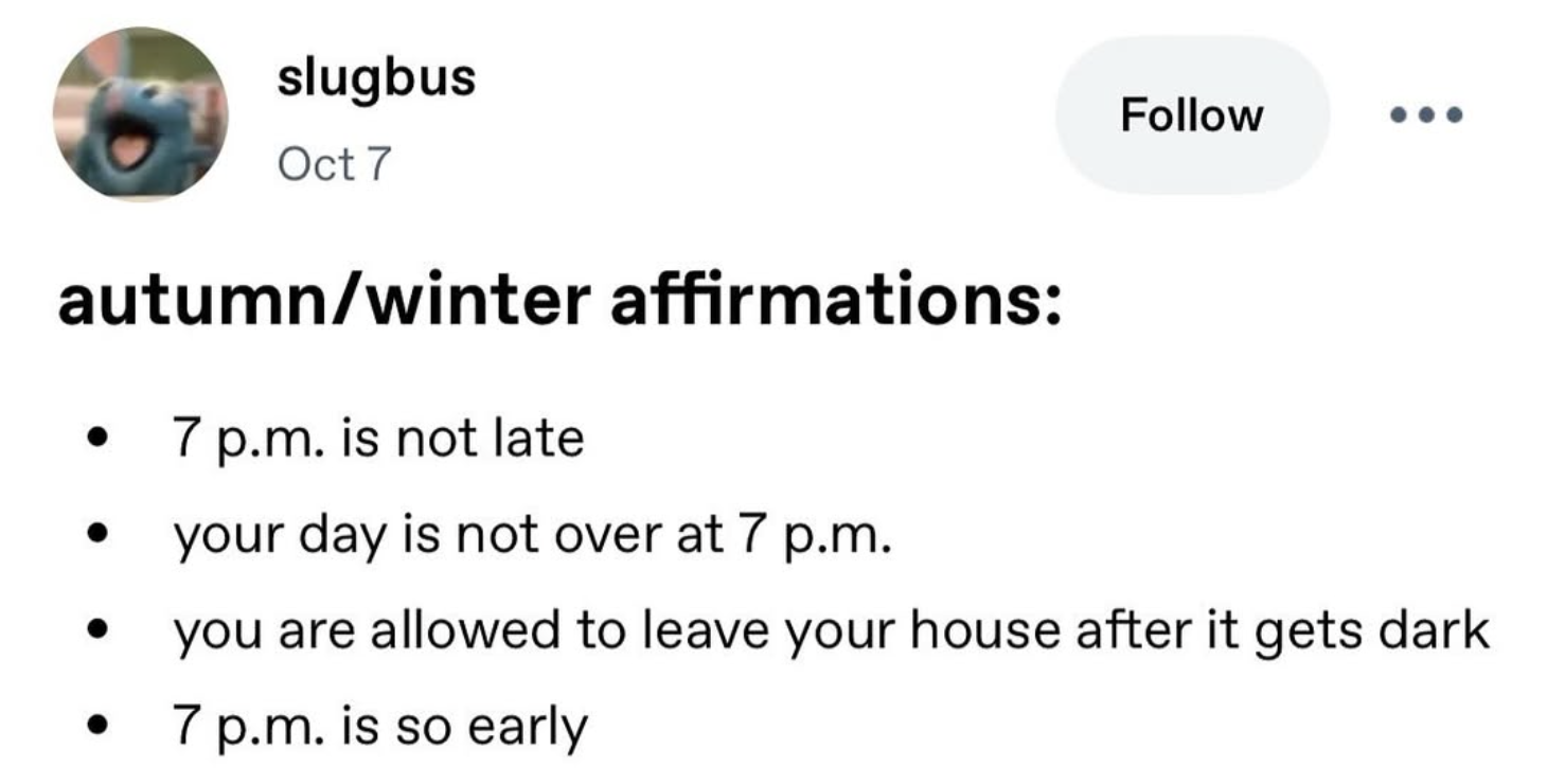 7pm is a good time to loathe daylight "savings" time