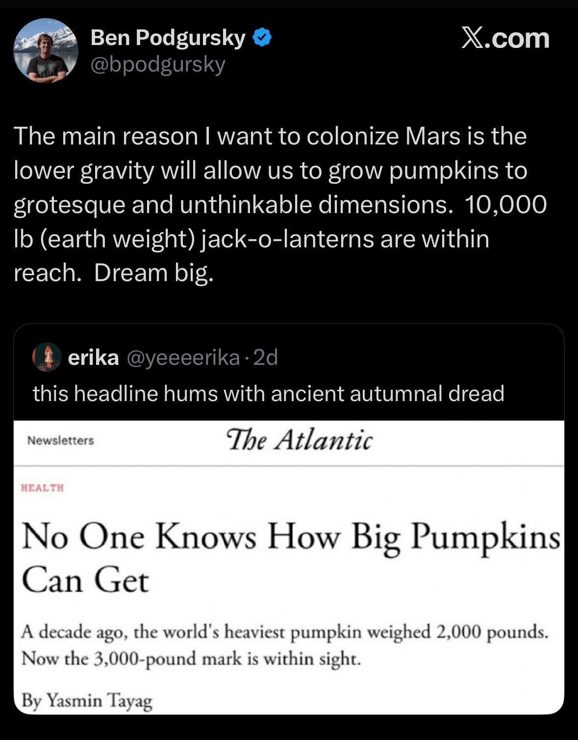 Grow one in space, once it grows big enough, we'll call it Planet Halloween