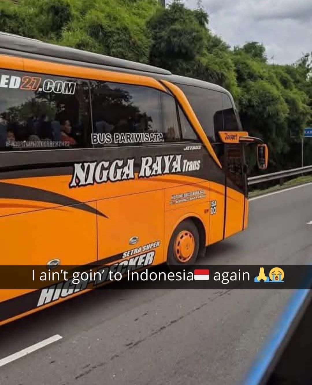 Let’s go, our bus is here