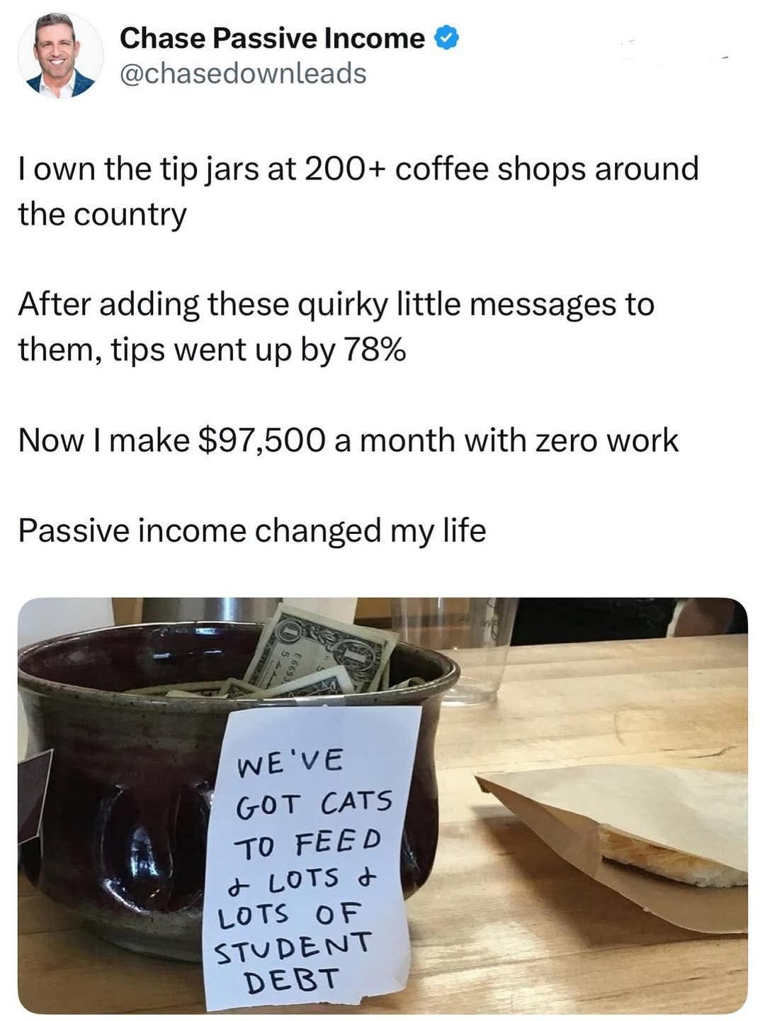 Quirky message = passive income