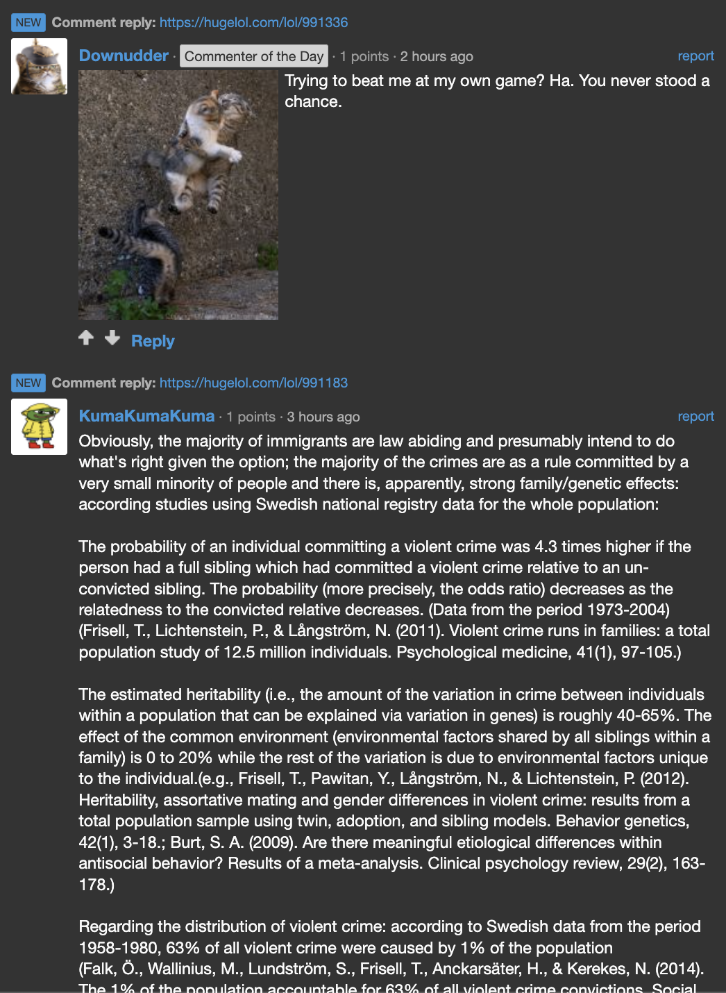 Two types of Hugelol notifications