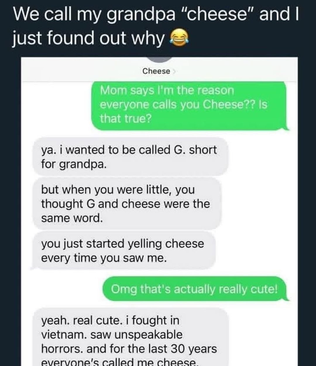 Umm, cheesed to meet you?