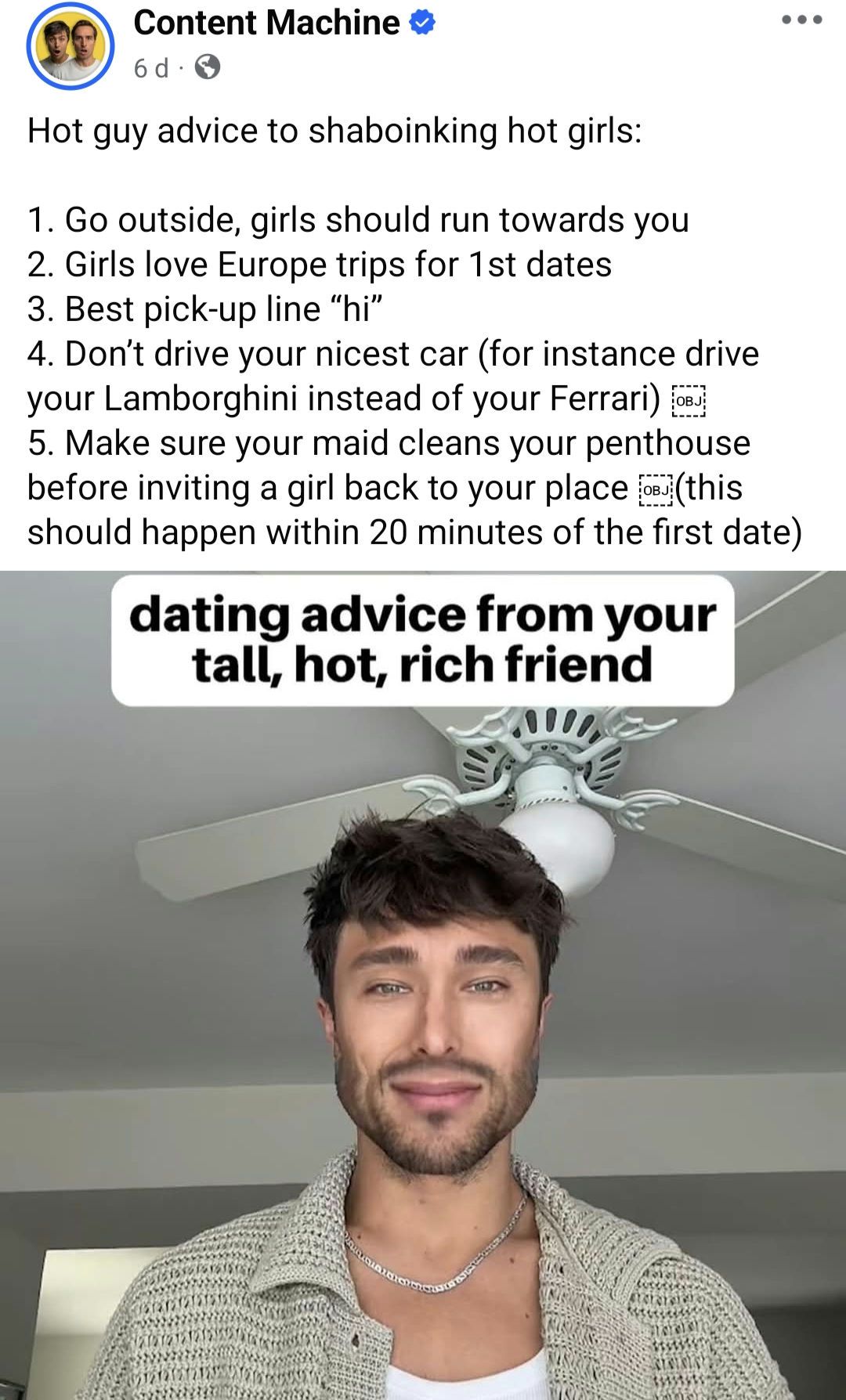 Got the feeling you guys need some dating advice, so here you go