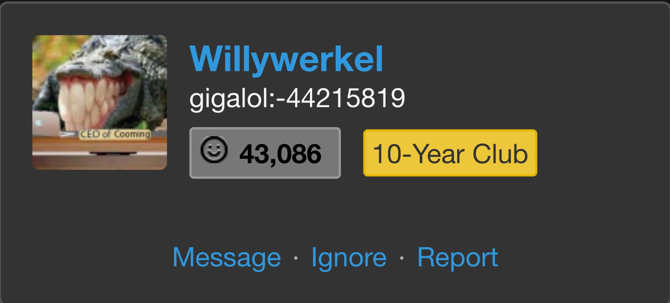 Has anyone heard from our favorite coomer?