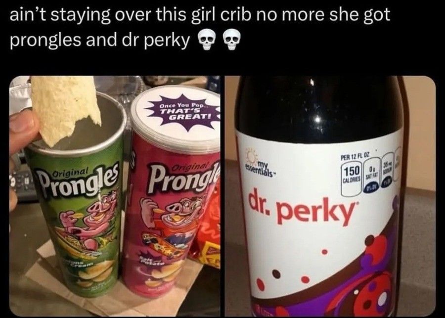 I do love eating me some CHIP and washing it down with BEVERAGE