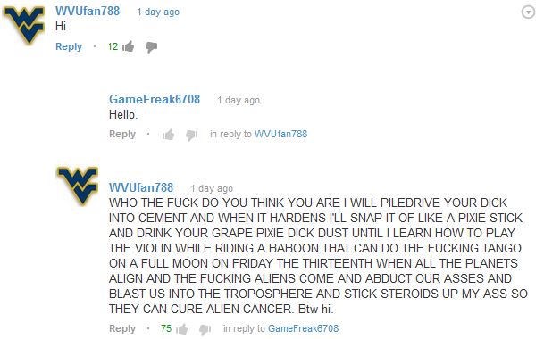 A normal conversation on youtube