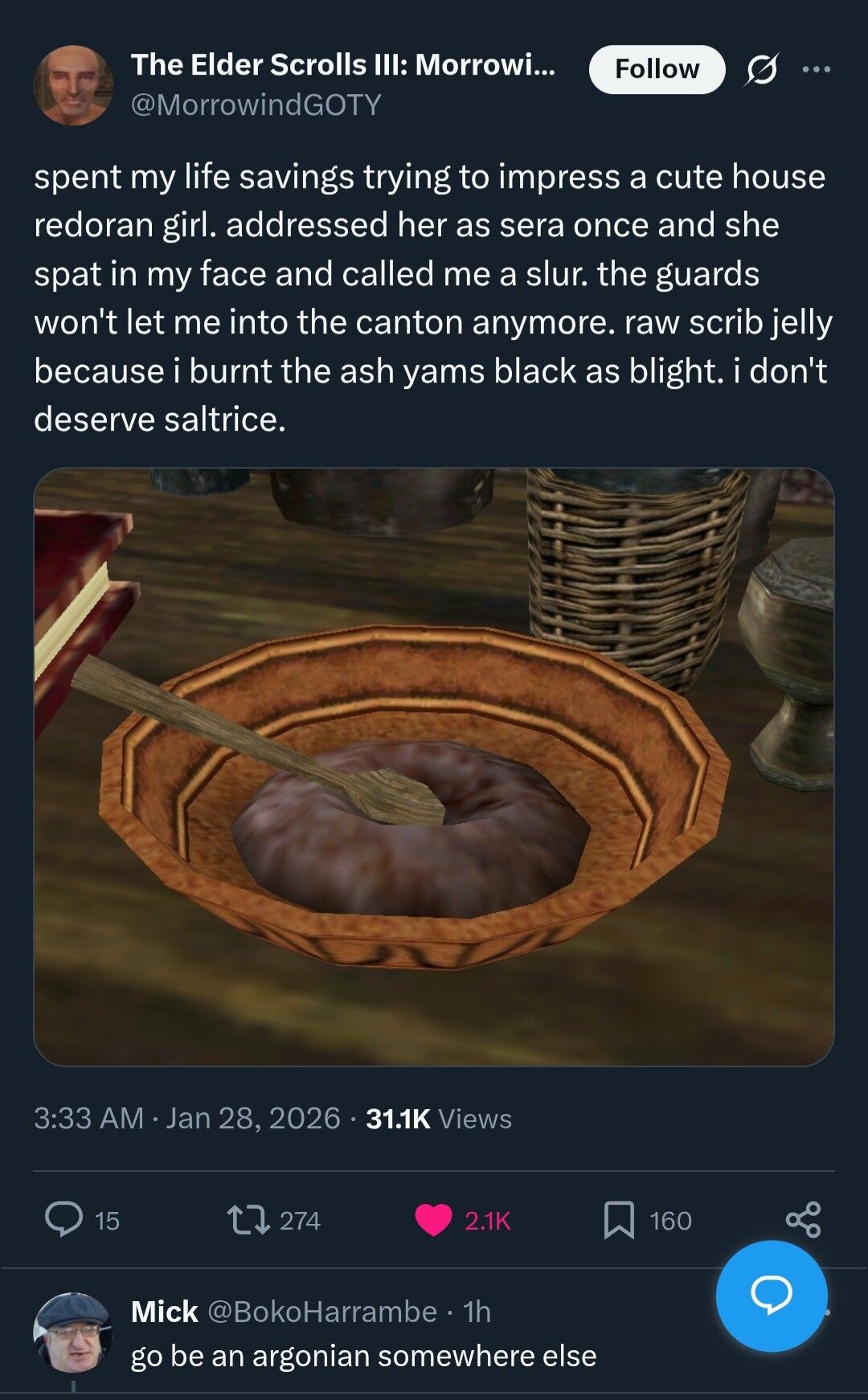 "I don't deserve a meal made of more than 100 triangles"