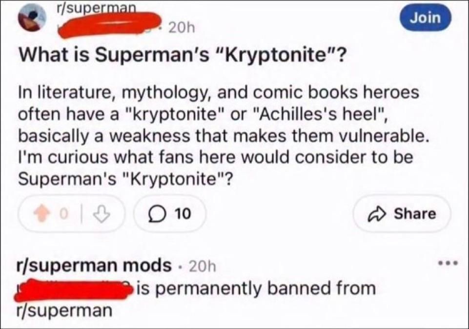Humour is the kryptonite of r/superman