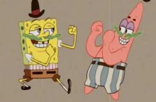 Overly manly Spongebob and Patrick